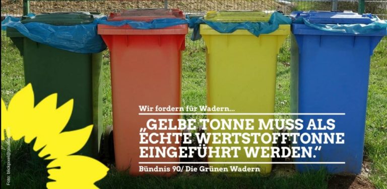 Gelbe Tonne muss als echte Wertstofftonne eingeführt werden